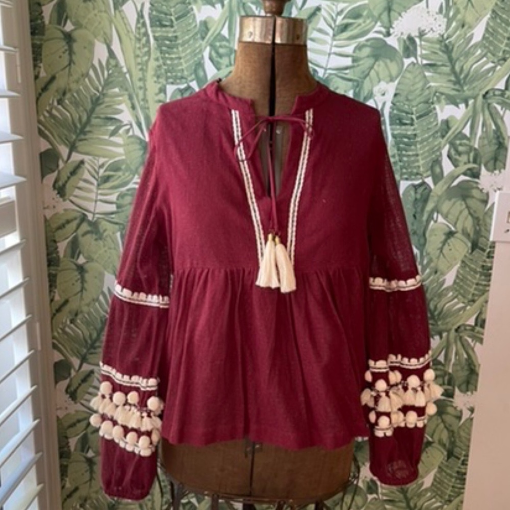 Anthropologie Vineet Bahl Nisha Pom Pom top